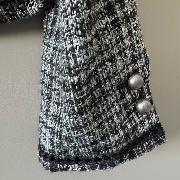 EXPRESS METALLIC PLAID TWEED JACKET WITH BRAIDED DETAIL SIZE MEDIUM - Picture 5 of 9